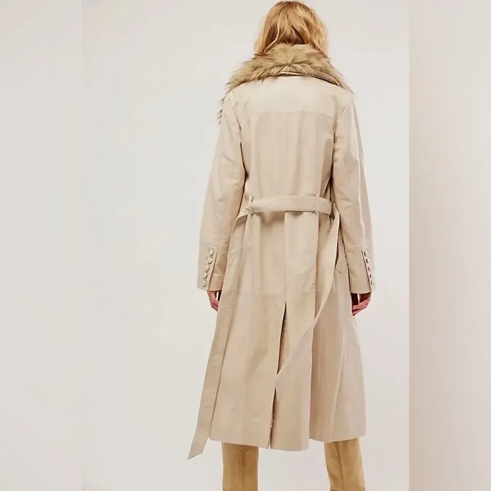 Free People FREE PEOPLE Train Leather Duster - Grey/ size XL